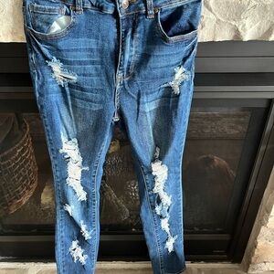 Wax Jean Women's Distressed skinny Jeans in Blue size medium